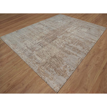 Load image into Gallery viewer, 9&#39;1&quot;x11&#39;10&quot; Semolina Brown, Modern Erased Design, Hand Knotted, Hand Spun Undyed Natural Wool, Oriental Rug FWR550974