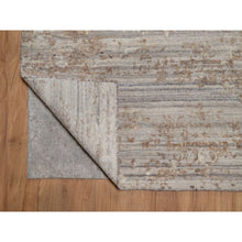 Load image into Gallery viewer, 9&#39;1&quot;x11&#39;10&quot; Semolina Brown, Modern Erased Design, Hand Knotted, Hand Spun Undyed Natural Wool, Oriental Rug FWR550974