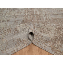 Load image into Gallery viewer, 9&#39;1&quot;x11&#39;10&quot; Semolina Brown, Modern Erased Design, Hand Knotted, Hand Spun Undyed Natural Wool, Oriental Rug FWR550974