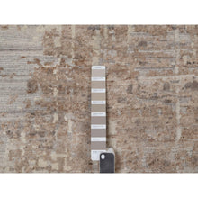 Load image into Gallery viewer, 9&#39;1&quot;x11&#39;10&quot; Semolina Brown, Modern Erased Design, Hand Knotted, Hand Spun Undyed Natural Wool, Oriental Rug FWR550974