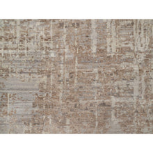 Load image into Gallery viewer, 9&#39;1&quot;x11&#39;10&quot; Semolina Brown, Modern Erased Design, Hand Knotted, Hand Spun Undyed Natural Wool, Oriental Rug FWR550974