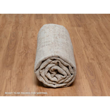 Load image into Gallery viewer, 9&#39;1&quot;x11&#39;10&quot; Semolina Brown, Modern Erased Design, Hand Knotted, Hand Spun Undyed Natural Wool, Oriental Rug FWR550974