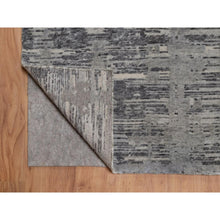 Load image into Gallery viewer, 10&#39;x14&#39;1&quot; Nickel Gray, Modern Criss Cross Erased Design, Hand Knotted, Hand Spun Undyed Natural Wool, Oriental Rug FWR550986