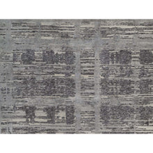 Load image into Gallery viewer, 10&#39;x14&#39;1&quot; Nickel Gray, Modern Criss Cross Erased Design, Hand Knotted, Hand Spun Undyed Natural Wool, Oriental Rug FWR550986