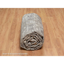 Load image into Gallery viewer, 10&#39;x14&#39;1&quot; Nickel Gray, Modern Criss Cross Erased Design, Hand Knotted, Hand Spun Undyed Natural Wool, Oriental Rug FWR550986