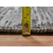 Load image into Gallery viewer, 10&#39;x14&#39;1&quot; Nickel Gray, Modern Criss Cross Erased Design, Hand Knotted, Hand Spun Undyed Natural Wool, Oriental Rug FWR550986