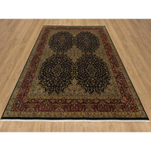 Load image into Gallery viewer, 8&#39;x10&#39;1&quot; Phantom Black, Intricate Kashan Revival, Hand Knotted, Hand Spun New Zealand Wool, 300 Kpsi, Oriental Rug FWR551004