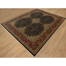 Load image into Gallery viewer, 8&#39;x10&#39;1&quot; Phantom Black, Intricate Kashan Revival, Hand Knotted, Hand Spun New Zealand Wool, 300 Kpsi, Oriental Rug FWR551004