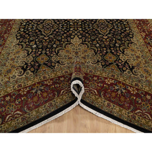 8'x10'1" Phantom Black, Intricate Kashan Revival, Hand Knotted, Hand Spun New Zealand Wool, 300 Kpsi, Oriental Rug FWR551004