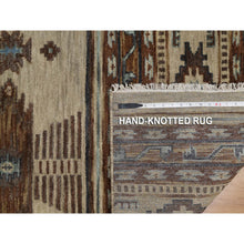 Load image into Gallery viewer, 2&#39;7&quot;x5&#39;10&quot; Bone White, Southwest American Indian Design With Piled Construction, Hand Knotted, 100% Wool, Plush And Lush, Runner, Oriental Rug FWR551010