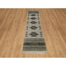 Load image into Gallery viewer, 2&#39;6&quot;x10&#39; Beige, Southwestern American Indian Design With Piled Construction, Hand Knotted, Pure Wool, Plush And Lush, Runner, Oriental Rug FWR551028