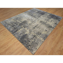 Load image into Gallery viewer, 8&#39;1&quot;x10&#39; Oyster White With Gray, Tree Bark And Fossil Design, Hand Knotted, 100% Natural Undyed Wool, Oriental Rug FWR551040
