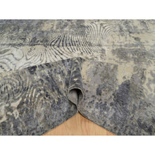 Load image into Gallery viewer, 8&#39;1&quot;x10&#39; Oyster White With Gray, Tree Bark And Fossil Design, Hand Knotted, 100% Natural Undyed Wool, Oriental Rug FWR551040