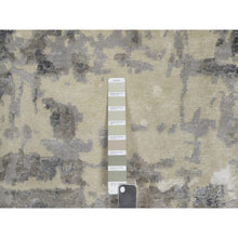 Load image into Gallery viewer, 8&#39;1&quot;x10&#39; Oyster White With Gray, Tree Bark And Fossil Design, Hand Knotted, 100% Natural Undyed Wool, Oriental Rug FWR551040