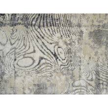 Load image into Gallery viewer, 8&#39;1&quot;x10&#39; Oyster White With Gray, Tree Bark And Fossil Design, Hand Knotted, 100% Natural Undyed Wool, Oriental Rug FWR551040