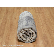 Load image into Gallery viewer, 8&#39;1&quot;x10&#39; Oyster White With Gray, Tree Bark And Fossil Design, Hand Knotted, 100% Natural Undyed Wool, Oriental Rug FWR551040