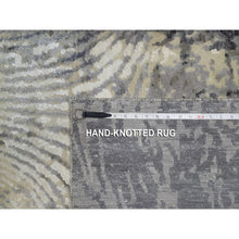 Load image into Gallery viewer, 8&#39;1&quot;x10&#39; Oyster White With Gray, Tree Bark And Fossil Design, Hand Knotted, 100% Natural Undyed Wool, Oriental Rug FWR551040