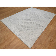 Load image into Gallery viewer, 9&#39;x12&#39;1&quot; Alabaster White, Hand Knotted, Modern Design, Hand Spun Undyed Natural Wool, Oriental Rug FWR551046