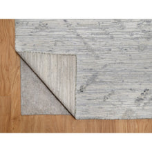 Load image into Gallery viewer, 9&#39;x12&#39;1&quot; Alabaster White, Hand Knotted, Modern Design, Hand Spun Undyed Natural Wool, Oriental Rug FWR551046