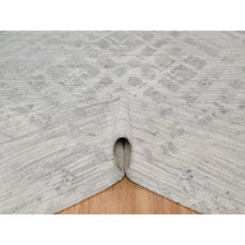 Load image into Gallery viewer, 9&#39;x12&#39;1&quot; Alabaster White, Hand Knotted, Modern Design, Hand Spun Undyed Natural Wool, Oriental Rug FWR551046