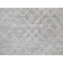 Load image into Gallery viewer, 9&#39;x12&#39;1&quot; Alabaster White, Hand Knotted, Modern Design, Hand Spun Undyed Natural Wool, Oriental Rug FWR551046