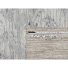 Load image into Gallery viewer, 9&#39;x12&#39;1&quot; Alabaster White, Hand Knotted, Modern Design, Hand Spun Undyed Natural Wool, Oriental Rug FWR551046