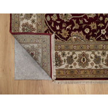 Load image into Gallery viewer, 5&#39;9&quot;x8&#39; Merlot Red, Super Fine Wool And Silk Indo Tabriz, All Over Design, 300 Kpsi, Hand Knotted, Oriental Rug FWR551064