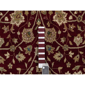 5'9"x8' Merlot Red, Super Fine Wool And Silk Indo Tabriz, All Over Design, 300 Kpsi, Hand Knotted, Oriental Rug FWR551064