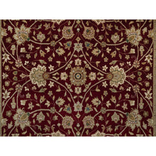 Load image into Gallery viewer, 5&#39;9&quot;x8&#39; Merlot Red, Super Fine Wool And Silk Indo Tabriz, All Over Design, 300 Kpsi, Hand Knotted, Oriental Rug FWR551064