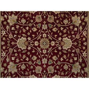 5'9"x8' Merlot Red, Super Fine Wool And Silk Indo Tabriz, All Over Design, 300 Kpsi, Hand Knotted, Oriental Rug FWR551064
