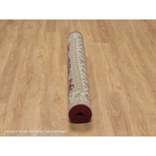 Load image into Gallery viewer, 5&#39;9&quot;x8&#39; Merlot Red, Super Fine Wool And Silk Indo Tabriz, All Over Design, 300 Kpsi, Hand Knotted, Oriental Rug FWR551064