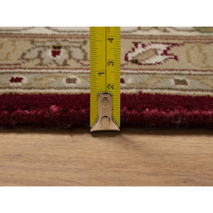 5'9"x8' Merlot Red, Super Fine Wool And Silk Indo Tabriz, All Over Design, 300 Kpsi, Hand Knotted, Oriental Rug FWR551064