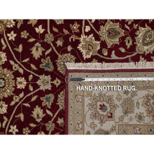 Load image into Gallery viewer, 5&#39;9&quot;x8&#39; Merlot Red, Super Fine Wool And Silk Indo Tabriz, All Over Design, 300 Kpsi, Hand Knotted, Oriental Rug FWR551064