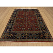 Load image into Gallery viewer, 8&#39;x9&#39;10&quot; Ruby Red, Sarouk Mohajeran Design, 100% Hand Spun New Zealand Wool, 300 Kpsi, Fine Hand Knotted, Oriental Rug FWR551076