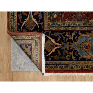 8'x9'10" Ruby Red, Sarouk Mohajeran Design, 100% Hand Spun New Zealand Wool, 300 Kpsi, Fine Hand Knotted, Oriental Rug FWR551076