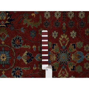 8'x9'10" Ruby Red, Sarouk Mohajeran Design, 100% Hand Spun New Zealand Wool, 300 Kpsi, Fine Hand Knotted, Oriental Rug FWR551076