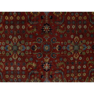 8'x9'10" Ruby Red, Sarouk Mohajeran Design, 100% Hand Spun New Zealand Wool, 300 Kpsi, Fine Hand Knotted, Oriental Rug FWR551076
