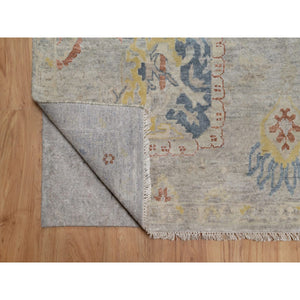 7'8"x10' Beige, Hand Knotted, Oushak Without A Border, All Over Leaf Pattern, 100% Wool, Oriental Rug FWR551094