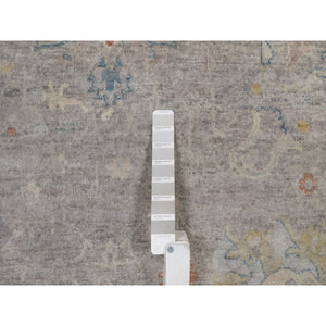 7'8"x10' Beige, Hand Knotted, Oushak Without A Border, All Over Leaf Pattern, 100% Wool, Oriental Rug FWR551094
