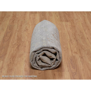 7'8"x10' Beige, Hand Knotted, Oushak Without A Border, All Over Leaf Pattern, 100% Wool, Oriental Rug FWR551094