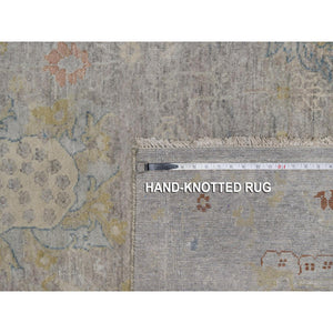 7'8"x10' Beige, Hand Knotted, Oushak Without A Border, All Over Leaf Pattern, 100% Wool, Oriental Rug FWR551094