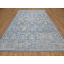 Load image into Gallery viewer, 12&#39;x14&#39;10&quot; Silver Blue, 100% Linen, Super Soft To The Touch, Mamluk Description, Hand Knotted, Broken And Erased Design, Xl, Oversized, Oriental Rug FWR551124