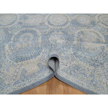 Load image into Gallery viewer, 12&#39;x14&#39;10&quot; Silver Blue, 100% Linen, Super Soft To The Touch, Mamluk Description, Hand Knotted, Broken And Erased Design, Xl, Oversized, Oriental Rug FWR551124
