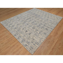 Load image into Gallery viewer, 8&#39;1&quot;x10&#39; Swan White, 100% Natural Undyed Wool, Repetitive Circular Design, Hand Knotted, Oriental Rug FWR551130