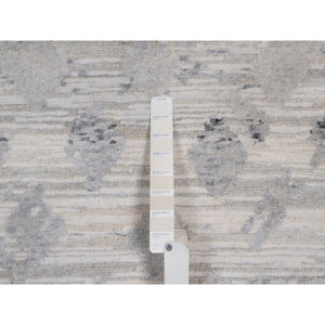 12'x15'3" Winter White, Modern Design, Hand Knotted, Hand Spun Undyed Natural Wool, Xl, Oversized, Oriental Rug FWR551136