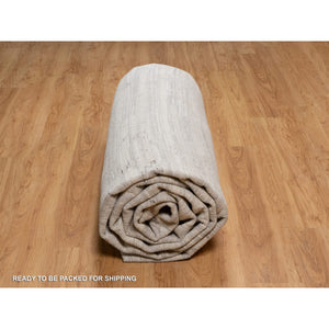 12'x15'3" Winter White, Modern Design, Hand Knotted, Hand Spun Undyed Natural Wool, Xl, Oversized, Oriental Rug FWR551136