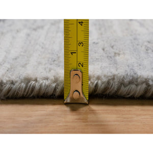 12'x15'3" Winter White, Modern Design, Hand Knotted, Hand Spun Undyed Natural Wool, Xl, Oversized, Oriental Rug FWR551136