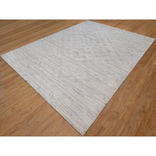 Load image into Gallery viewer, 9&#39;x12&#39;1&quot; Cream White, Modern Design, Hand Knotted, Hand Spun Undyed Natural Wool, Oriental Rug FWR551154