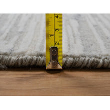 Load image into Gallery viewer, 9&#39;x12&#39;1&quot; Cream White, Modern Design, Hand Knotted, Hand Spun Undyed Natural Wool, Oriental Rug FWR551154