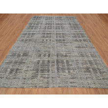 Load image into Gallery viewer, 12&#39;x15&#39; Nickel Gray, Modern Criss Cross Erased Design, Hand Spun Undyed Natural Wool, Hand Knotted, Oversized, Xl, Oriental Rug FWR551160